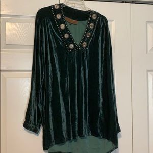Double D green velveteen shirt/dress